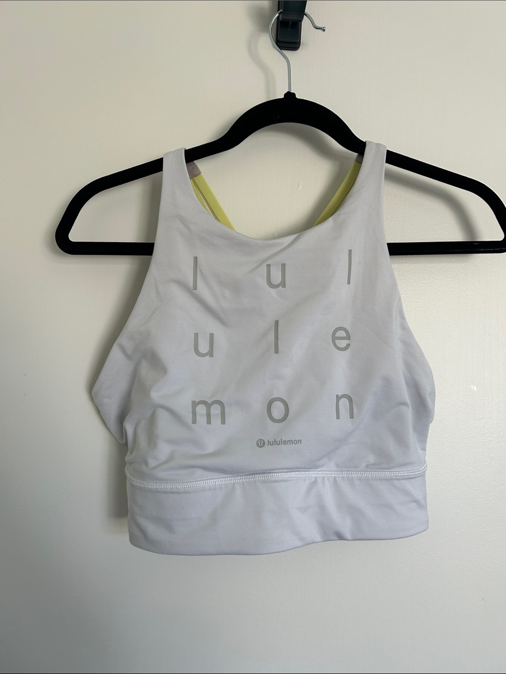 Lululemon White Logo High-Neck Energy Sports Bra